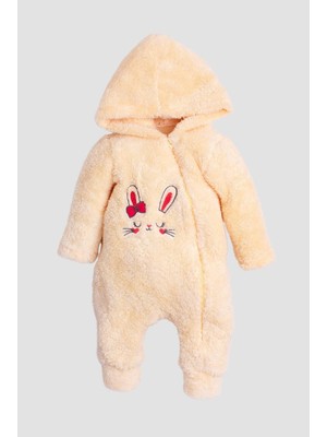 Chicsy Baby Kışlıktatlı Peluş Tavşan Nakışlı Welsoft Tulum