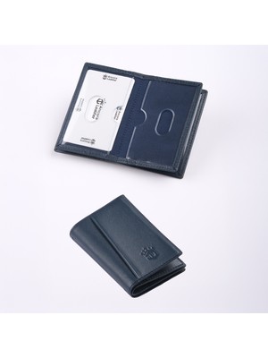 Ancora Leather Hakiki Deri Minimal KARTLIK-26206-LACIVERT