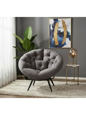 AVYNA Modern Berjer Tekli Koltuk | Dinlenme & Relax Koltuğu | Ergonomik Minderli Yapı - Füme