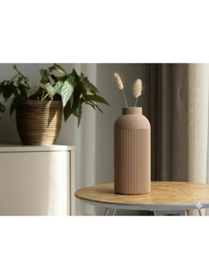 Kafs Store Nude Renk Modern Dekoratif Vazo | Minimal Dokulu Tasarım –