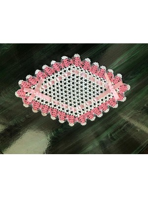 Mor Tırtıl El Işi Dantel Işleme Tepsi Örtüsü, Sehpa Örtüsü, Hediyelik, Çeyizlik