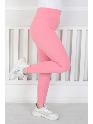 Libas Verda Dar Paça Birinci Kalite Fitilli Kumaş Pembe Kız Çocuk Günlük Tayt