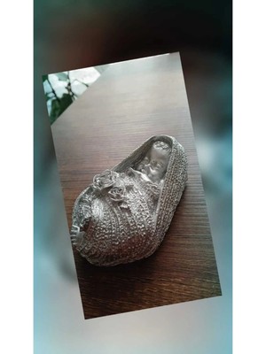 Doğal Beyaz beton alçı  Gül Detaylı  Bebek Biblosu