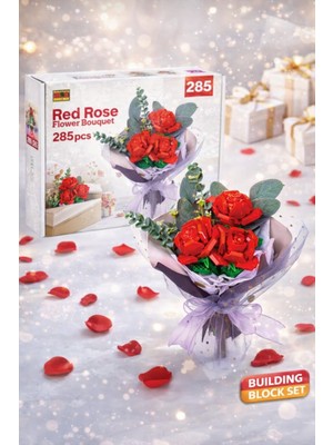 Aksoy Toys 3’lü Kırmızı Gül Buketi 285 Parça Yapı Seti