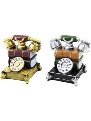 Calperia Ankesörlü Telefon Vintage Dekoratif Biblo - Kumbara Renkli 15.5X15.5X10CM Reçine (5047)