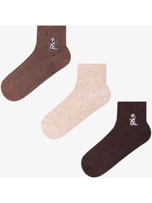 Penti 3 Çift Burun Dikişsiz Pamuklu Renkli Köpek Nakışlı Ara Boy Soket Çorap