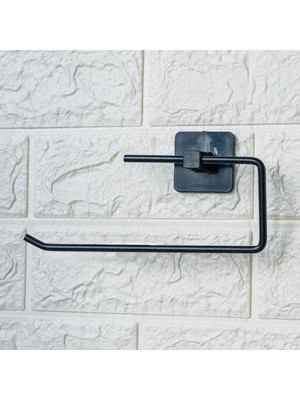 By Nevser® Kendiliğinden Yapışkanlı Siyah Paslanmaz Metal Rulo Havluluk Aparat