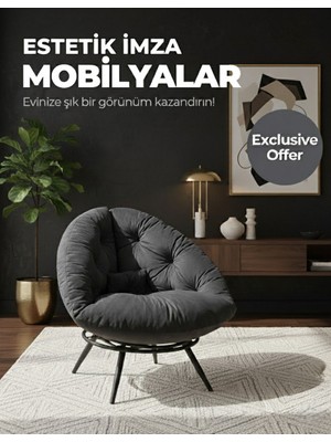 AVYNA Tekli Relax Berjer Koltuk | Tv ve Dinlenme Koltuğu | Ergonomik Minderli Model - Füme