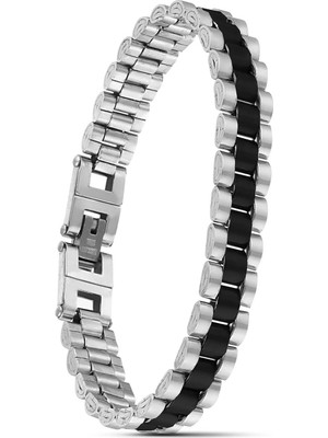 Moncuk Design Siyah Beyaz Ful Çelik Bileklik 33511G1D5M