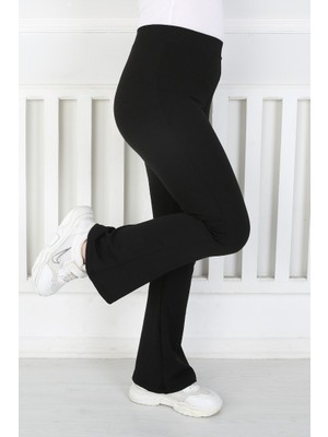 Libas Verda Ispanyol Paça Birinci Kalite Fitilli Kumaş Siyah Kız Çocuk Günlük Tayt