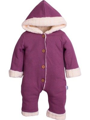 Chicsy Baby Kışlık Tatlı Peluş Pamuklu Düğmeli Kapüşonlu Bebek Çocuk Welsoft Tulum