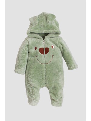Chicsy Baby Kışlık Tatlı Peluş Ayıcık Nakışlı Welsoft Tulum