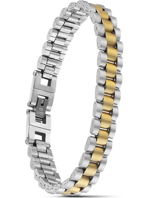 Moncuk Design Sarı Beyaz Ful Çelik Bileklik 33511G1D2M