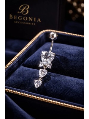 Begonia Accessories 316L Cerrahi Çelik Göbek Piercing Zirkon Taşlı – 2026 Fashion Premium Seri Belly Button Piercing – Kararma Yapmaz, Alerji Karşıtı, Paslanmaz Çelik Göbek Küpesi – Kadın Trend Takı - GP22
