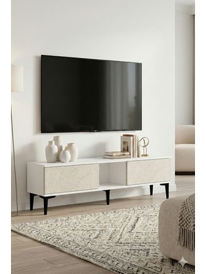 Yumedi Design TSA1599BT- Didema Tv Stand , Tv Sehpası 150CM Beyaz-Traverten