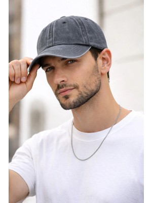 Modazon Vintage Kot Eskitme Şapka Füme Siyah %100 Kot