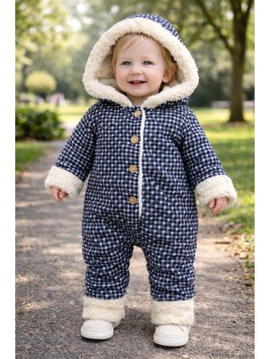Chicsy Baby Kışlık Tatlı Içi Kürklü, Kapüşonlu, Düğmeli, Kışlık Bebek Tulum