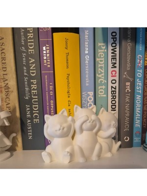 Kafs Store 3’lü Kedi Biblo Seti | 13×5×7 cm | Dekoratif Kitaplık & Çocuk Odası Süsü