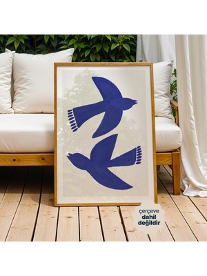 Persona Istanbul "cobalt Flight" - Matisse Ilhamlı Modern Minimalist Poster (Çerçevesiz)