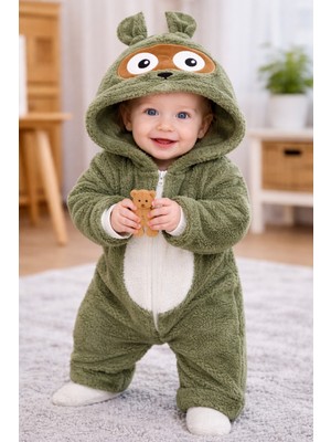 Chicsy Baby Kışlık Tatlı Bebek Peluş Astronot Tulum Kapüşonlu Hayvan Figürlü, Fermuarlı, Yumuşak Kışlık