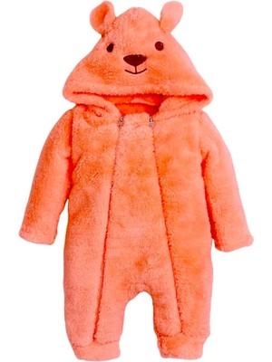 Chicsy Baby Kışlık Tatlı Ayıcık Figürlü Kapüşonlu Peluş Bebek Tulum