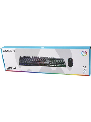 Savarga Siyah Gökkuşağı Işıklı USB Kablolu Oyuncu Klavye - Mouse Set (4801)