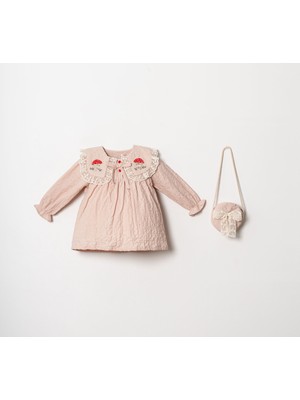 Blumi Kids Mantar Nakışlı Müslin Elbise & Çanta Seti