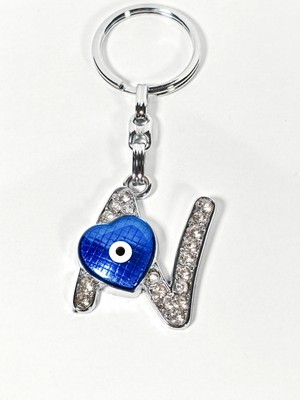 Moncuk Design Taşlı “n” Harfi Nazar Detaylı Anahtarlık – Kişisel Anlam ve Işıltılı Şıklık