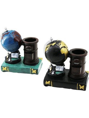 Savarga Dünya - Kitap Vintage Dekoratif Biblo - Kalemlik Renkli 15X13.5X8CM Reçine (4801)