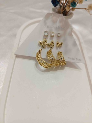 Kudretli Takılar Çelik Set Küpe