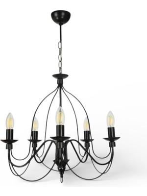 Elizim Home Lighting Santana 5'li Siyah Avize