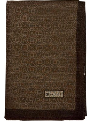 Vakko Pamuk Ipek Monogram Şal 041728-KAHVE
