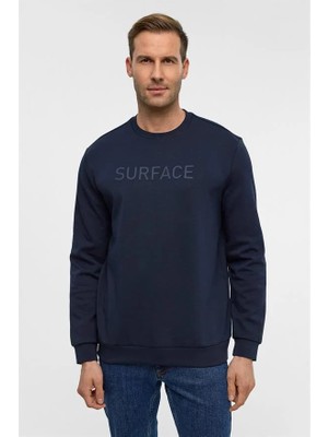 Süvari Lacivert Regular Düz Bisiklet Yaka Sweatshirt