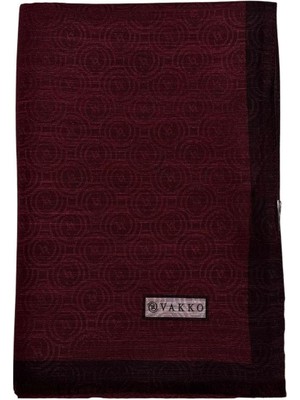 Vakko Pamuk Ipek Monogram Şal 041728-BORDO