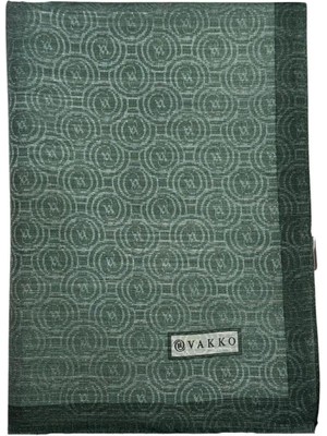Vakko Pamuk Ipek Monogram Şal 041728-KOYU Yeşil