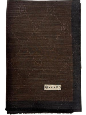 Vakko Pamuk Ipek Monogram Şal 42140-KOYU Kahve