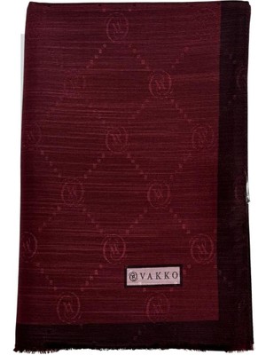 Vakko Pamuk Ipek Monogram Şal 42140-BORDO