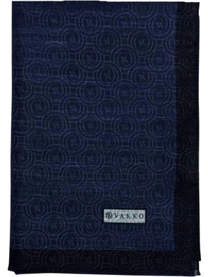 Vakko Pamuk Ipek Monogram Şal 041728-LACIVERT