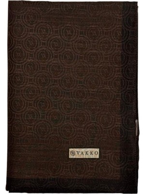 Vakko Pamuk Ipek Monogram Şal 041728-KOYU Kahve