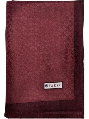 Vakko Ipek Jakar Monogram Şal 32225-BORDO