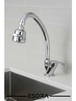 Esora Krom Mermerden Tek Su Girişli 3 Fonksiyonlu Musluk Başlığı Lavabo Bataryası