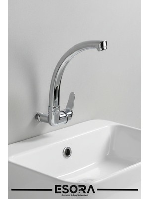 Esora Duvardan Tek Su Çıkışlı Mutfak Lavabo Bataryası Musluğu