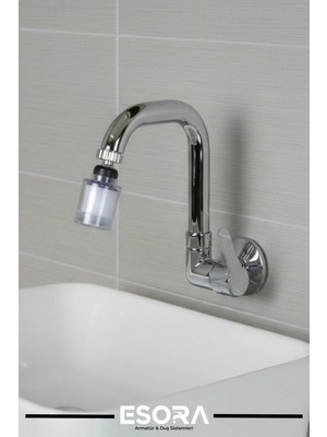 Esora Kireç Önleyici Pamuk Başlıklı Duvardan Tek Su Mutfak - Banyo ve Lavabo Bataryası