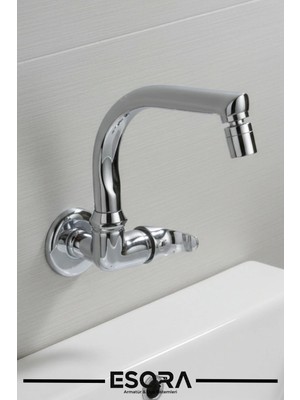 Esora 360° Oynar Başlıklı Balık Sırtı Borulu Duvardan Tek Su Mutfak - Banyo ve Lavabo Bataryası