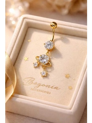 Begonia Accessories 316L Cerrahi Çelik Göbek Piercing Zirkon Taşlı – 2026 Fashion Premium Seri Belly Button Piercing – Kararma Yapmaz, Alerji Karşıtı, Paslanmaz Çelik Göbek Küpesi – Kadın Trend Takı - Gp7
