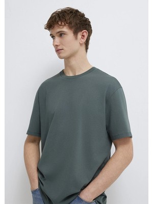 Mavi Etiket Detaylı Yeşil Basic Tişört 0611824-71598