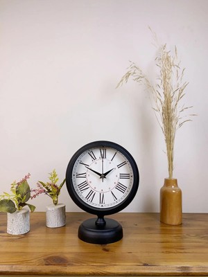 Bucuks Mey Ithalat® Siyah Metal Modern Masa Saati 25×20 cm