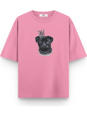 Overoz Köpek Baskılı Yarı Oversize Unisex T-Shirt 1021