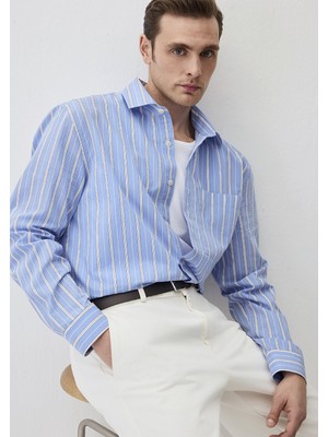 Mavi Çizgili Mavi Gömlek 0211493-81960