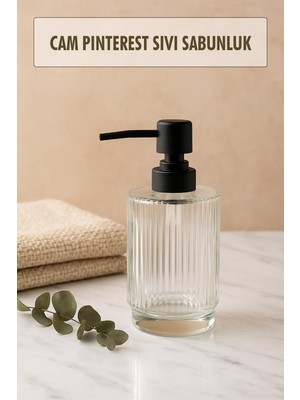 Cam Şeffaf Sıvı Sabunluk 200 ml Banyo Lavabo